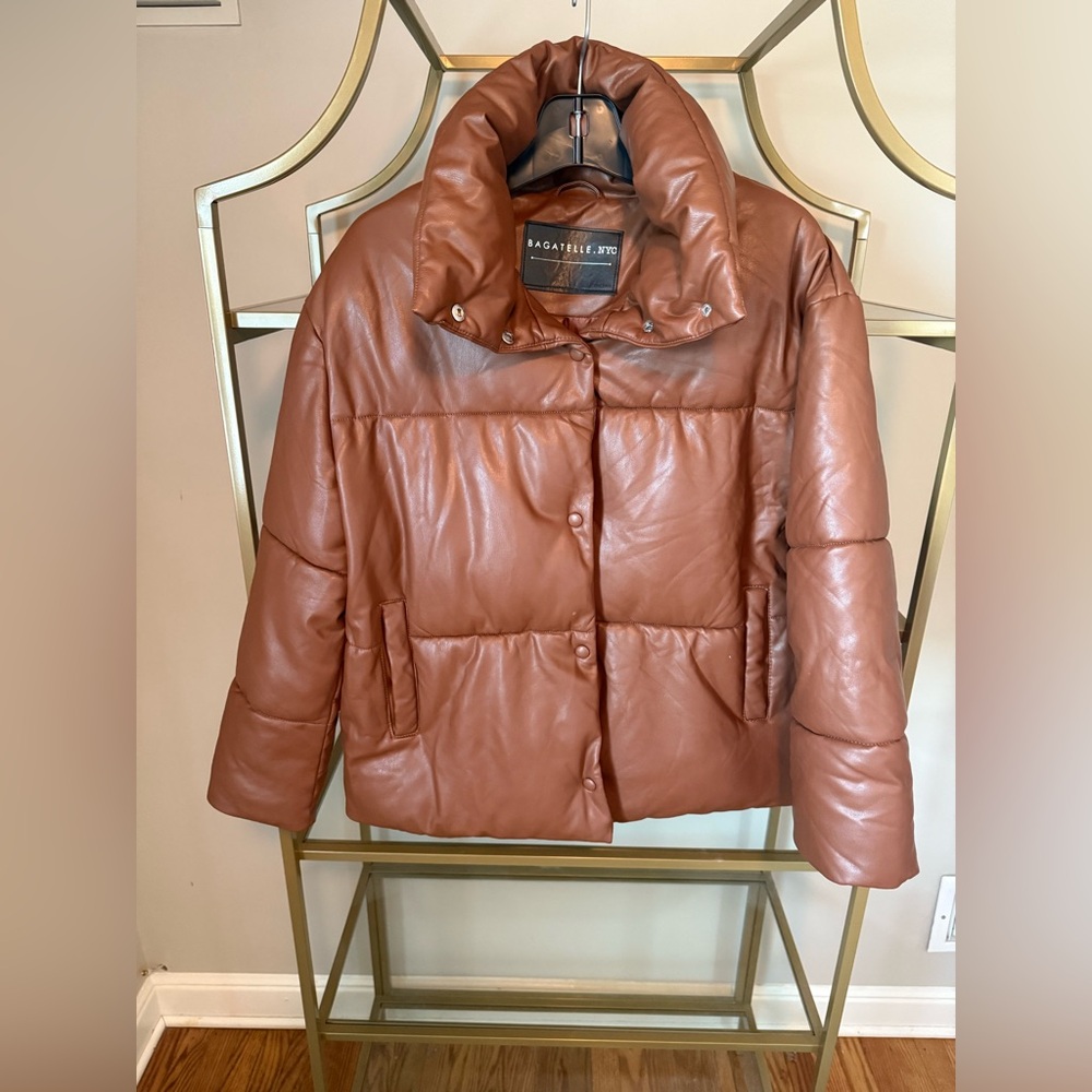 Bagatelle Chestnut Vegan Leather Puffer Jacket